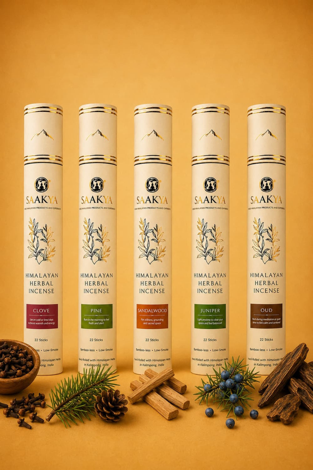 Saakya Five Elements Incense Collection | Clove, Juniper, Oud, Pine & Sandalwood | Pack of 5