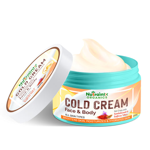 Nutrainix Organics Luminous Revival Cold Cream Hydration + Brightening Cream for Dull, Dry & Uneven Skin – All Skin Types - 200 gm