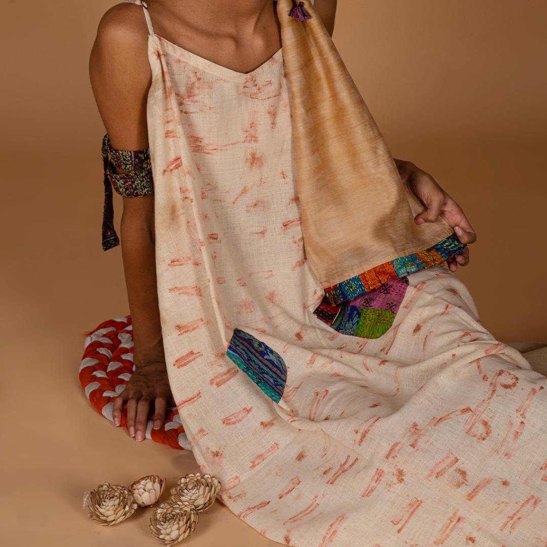 Bageeya “Irish” Natural Dyed Handcrafted Handwoven Organic Cotton Strap Dress | Crafted with Manjishta