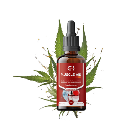 CannazoIndia® Muscle Aid | Top Ayurvedic Pain Relief Oil, Best Medicine for Knee, Muscle, Cervical Spondylitis, Sciatica | 15 ml - 1200mg