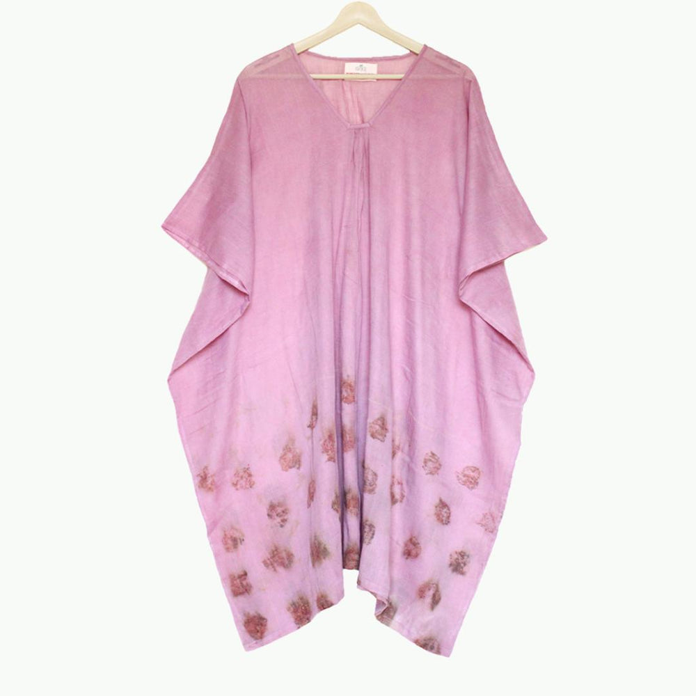 Bageeya “Gulzar” Natural Dyed Pure Mul Ethereal kaftan | Crafted with lac and Rose