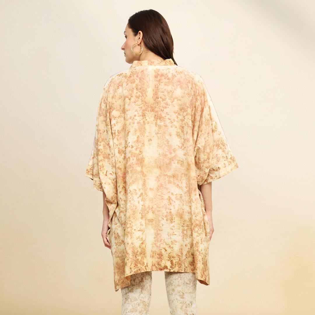 Bageeya "Sakura" Handwoven Organic Cotton Kimono Tunic | Crafted with Sacred Temple Marigolds, Roses and Lac