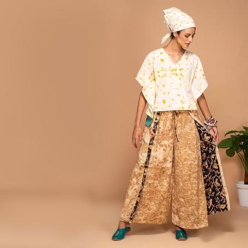 Bageeya "Ladoo" Khadi Organic Cotton Crop top | Crafted with Sacred Temple Marigolds