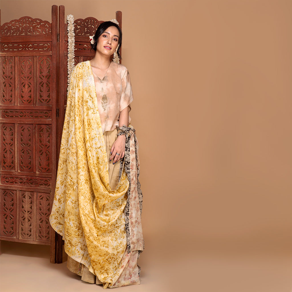 "Bageeya “Blushed” Natural dyed Khadi Organic Cotton Crop Top
 | Crafted with Sacred Temple catechu and Amrud"