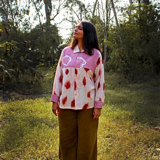 Bageeya "Yugen" Khadi Organic cotton Unisex Shirt | Crafted with Sacred Temple beel patra infused with Manjishta and Lac