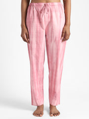 LivBio Women's Tie and Dye Pants | Earth Pink | 100% Organic Cotton | Naturally Dyed Trousers | Slim Fit