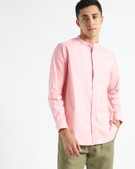 LivBio Men's Shirt | Pink | Full Sleeve | Round Neck Collar | Naturally Dyed 100% Organic Cotton