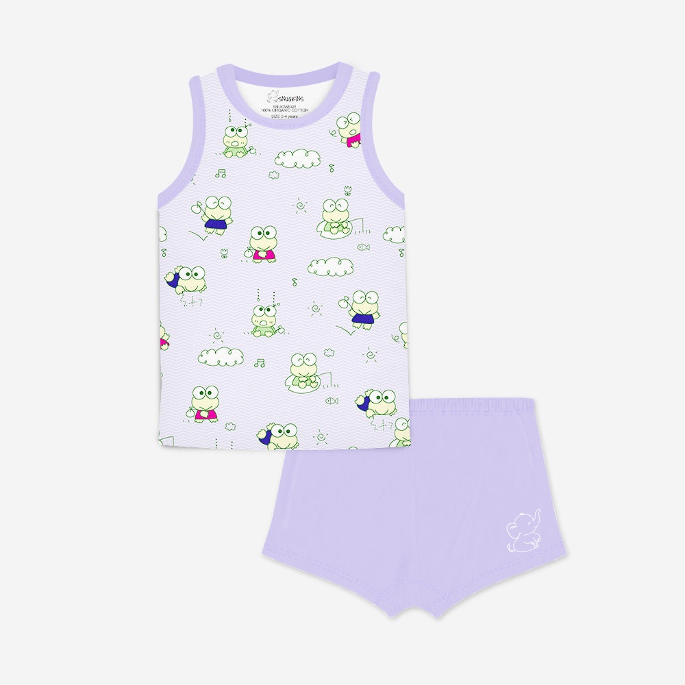 Snugkins 100% Organic Cotton Sleeveless T-Shirts Top and Shorts Set for Kids, Toddlers, Boys and Girl - Set of 1