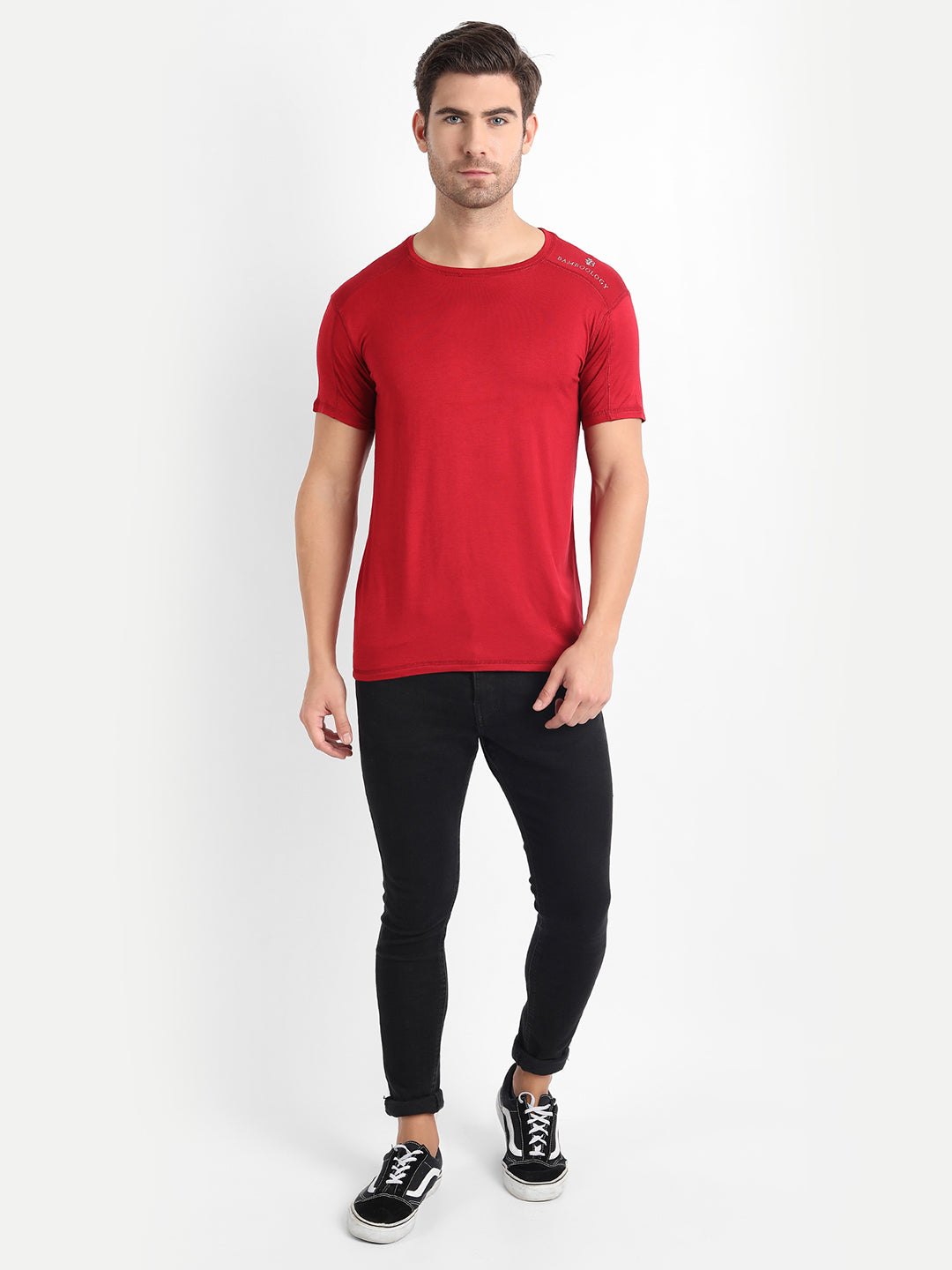Bamboo Fabric Black T-Shirt for Men – Soft, Eco-Friendly, Breathable, Slim Fit