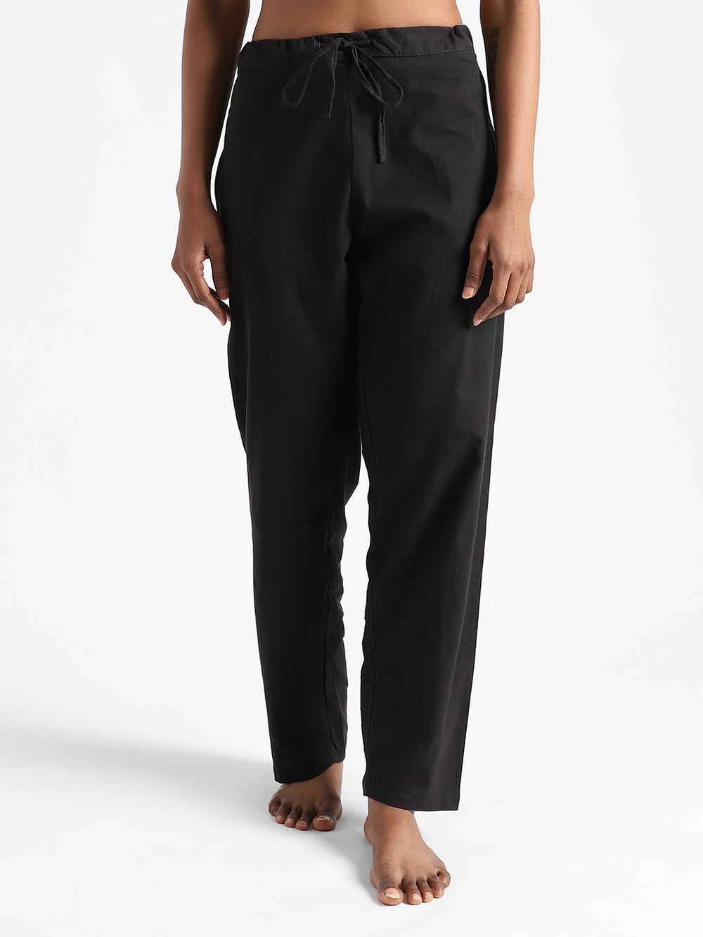 LivBio Women's Pants | Iron Black | 100% Organic Cotton | Naturally Dyed | Hand Spun and Hand Woven Trousers | Relaxed Fit