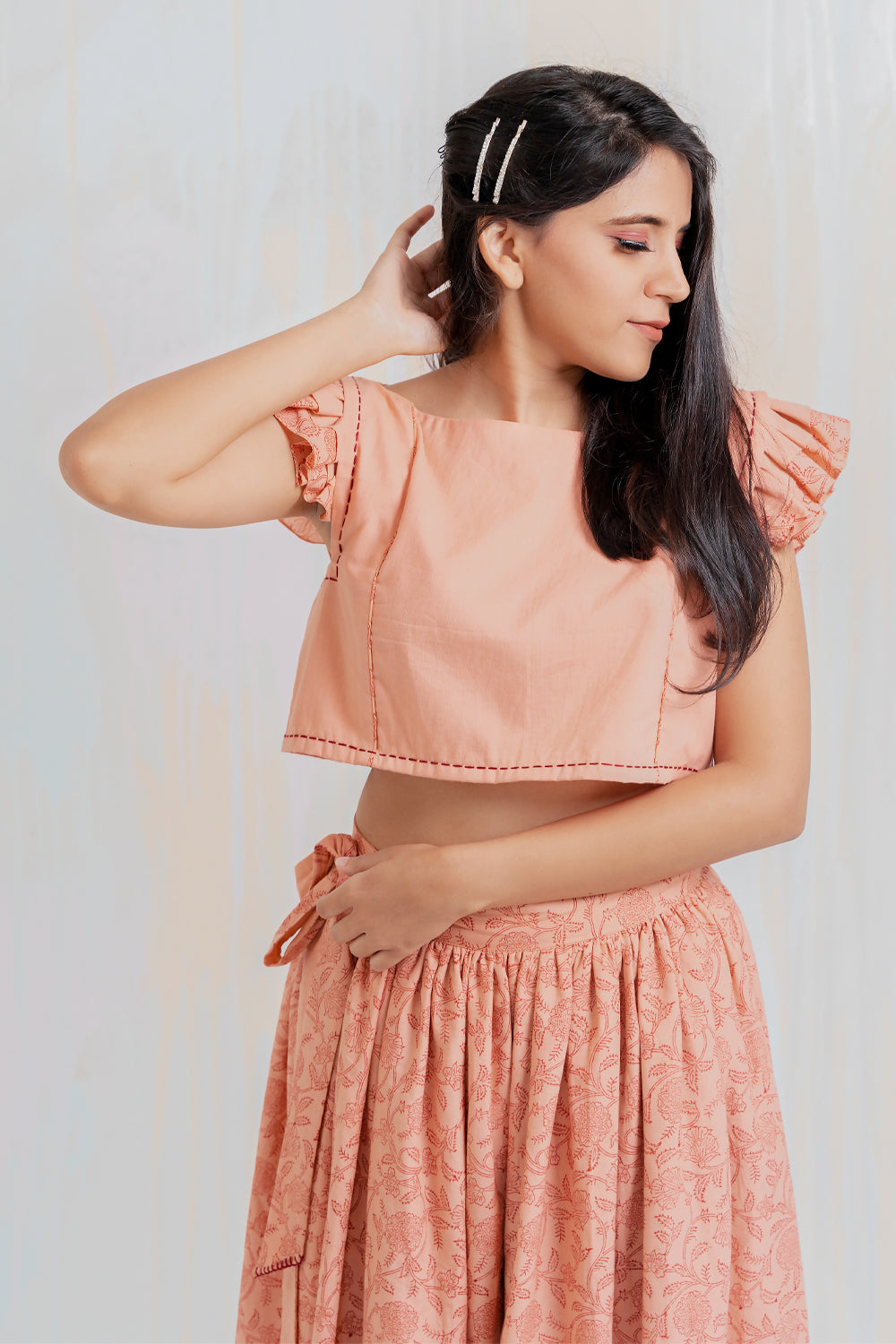 ITIDOR Milota Crop - Back Opening, Layered Frill Sleeves