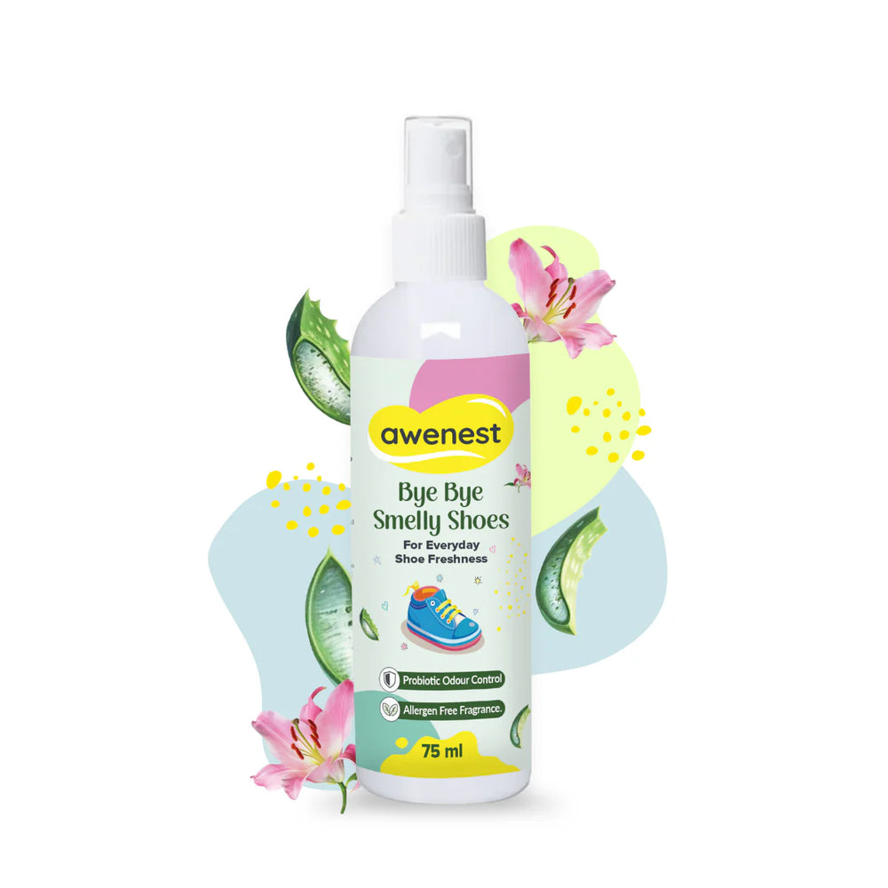 Shoe Deodorizer - Bye Bye Smelly Shoes Spray | Probiotic Odour Control | Eliminates Shoe Odour at Source | Allergen-Free Fragrance | For Kids & Adults | 75 ml
