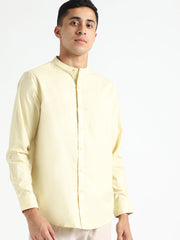 LivBio Men's Shirt | Lemon Yellow | Full Sleeve | Round Neck Collar | Naturally Dyed 100% Organic Cotton