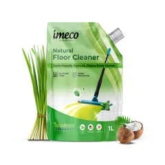 IMECO Bamboo Shakti Floor Cleaner 1L (Pouch) - Lemongrass & Basil Fragrance for All-Purpose Tile, Floor & Wall Cleaner