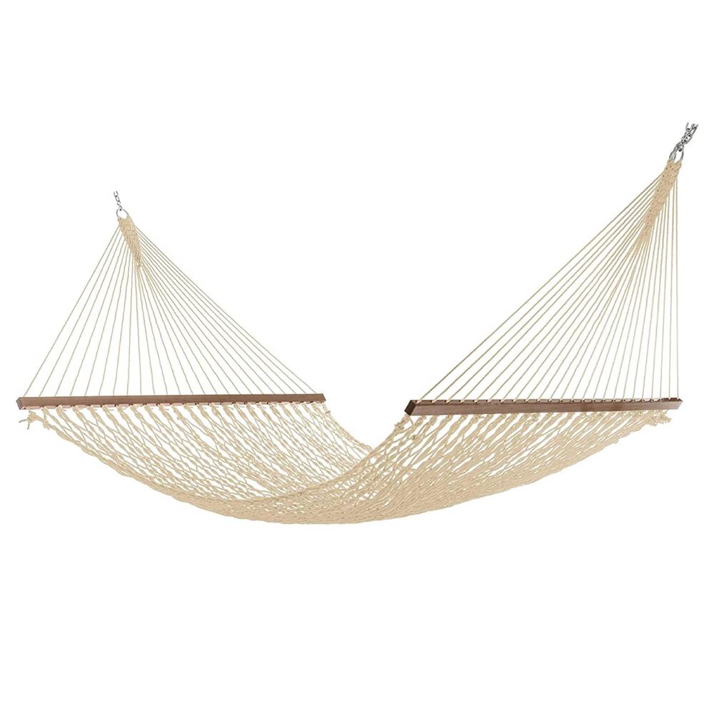 Slack Jack Double Cotton Rope Hammock with Spreader Bars