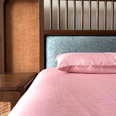 Pravaah King Size Pastel Pink Hemp Bedsheet Set - Bhinasaar