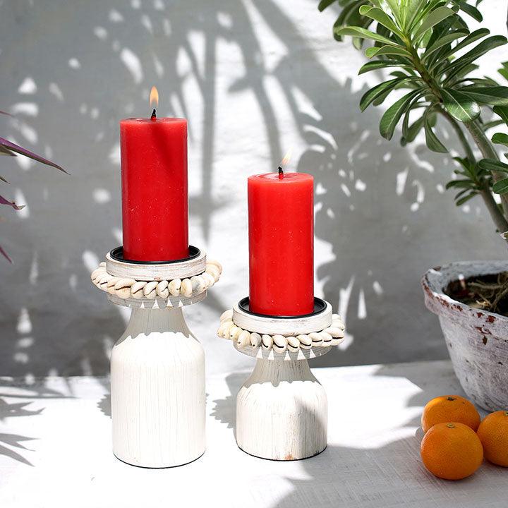 Goomti Twin Flames (White Candle Stands)