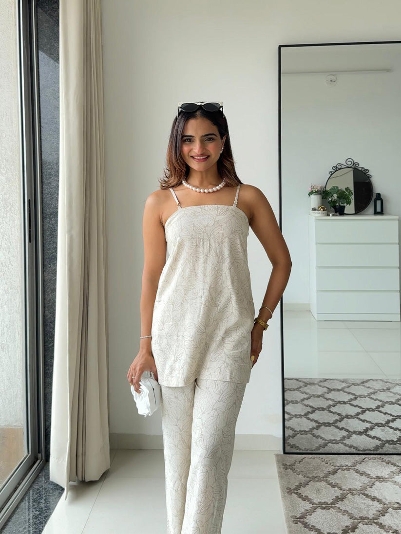 COCONUT CREAM - PRINTED LINEN CO-ORD SET