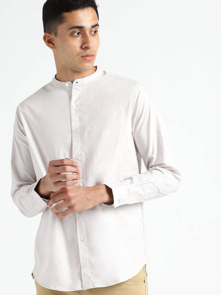 LivBio Men's Shirt | Ash Grey | Full Sleeve | Round Neck Collar | Naturally Dyed 100% Organic Cotton