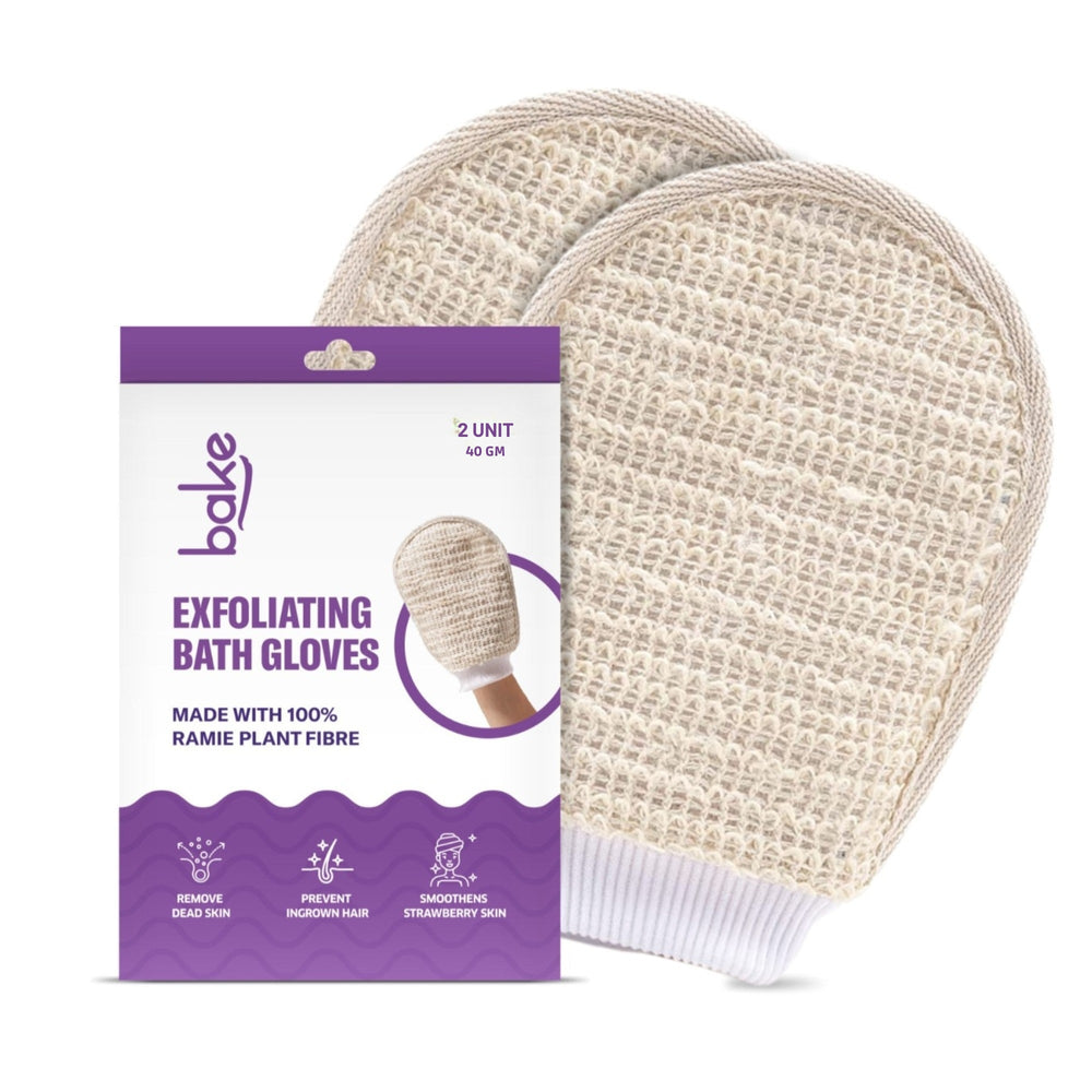 BAKE Exfoliating Bath Glove with Ramie plant Fibre Pack of 2