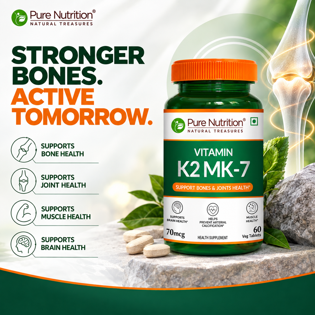 Vitamin K2 MK-7 with Vitamin D3  Bone & Heart Health | 60 Veg Tablets
