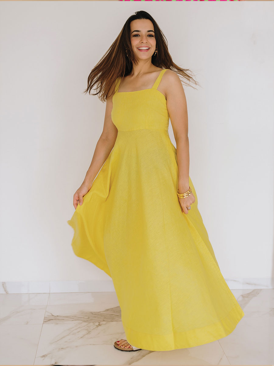 THE SUNFLOWER LINEN DRESS