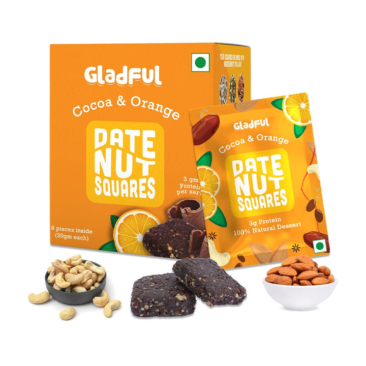 Gladful Date nut squares - cocoa and orange - pack of 1