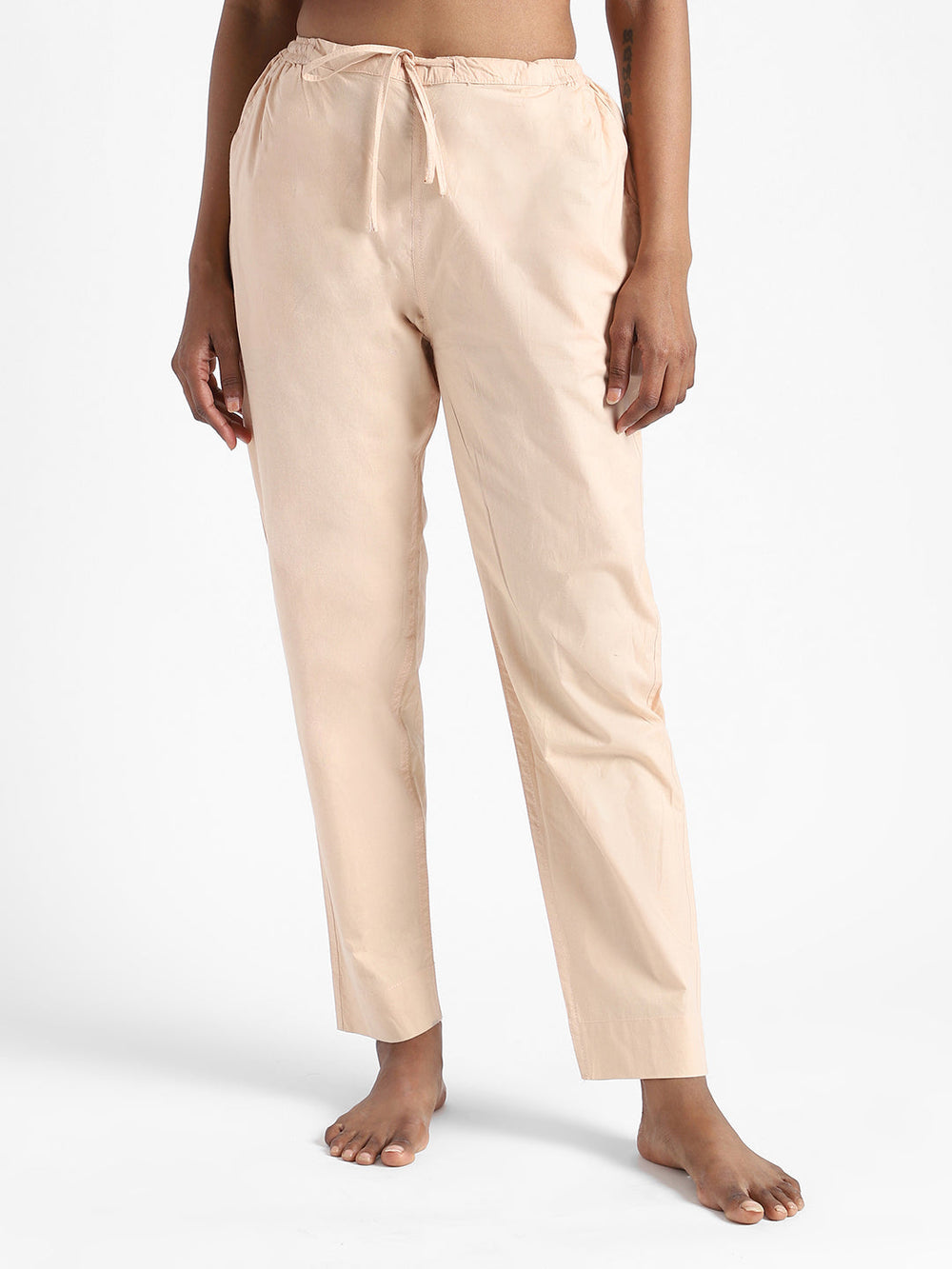 LivBio Women's Pants | Sandalwood Yellow | 100% Organic Cotton | Naturally Dyed Trousers | Slim Fit