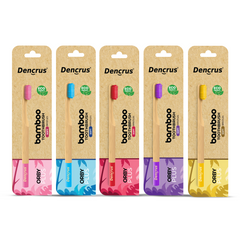 Dencrus Orby Plus Bamboo Toothbrush - Yellow, Red, Pink, Lavender & Blue (Pack of 5)