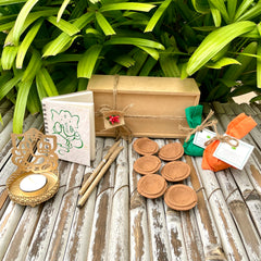 Sow and Grow Diwali Wooden Box Hamper with Tealight Holder