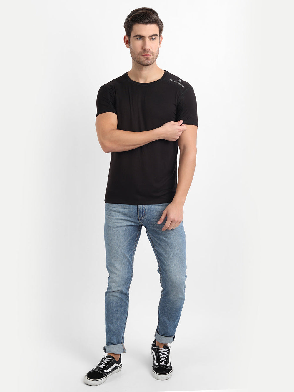 Bamboo Fabric Black T-Shirt for Men – Soft, Eco-Friendly, Breathable, Slim Fit