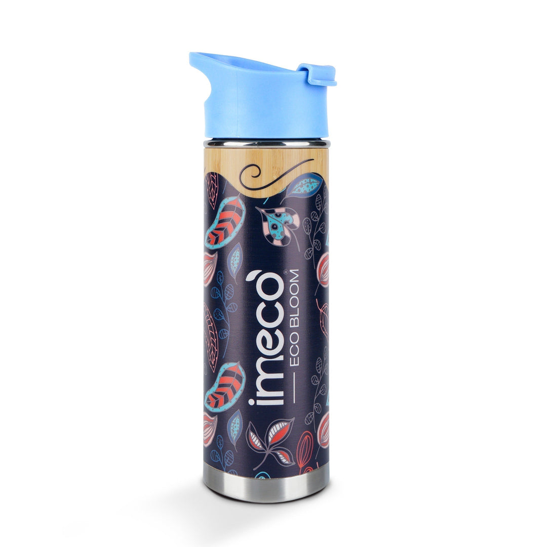 IMECO Printed Bamboo Bottle 450 ml - Leak & Rust Proof - Double-Wall Vacuum Insulated - For Adult & Kids
