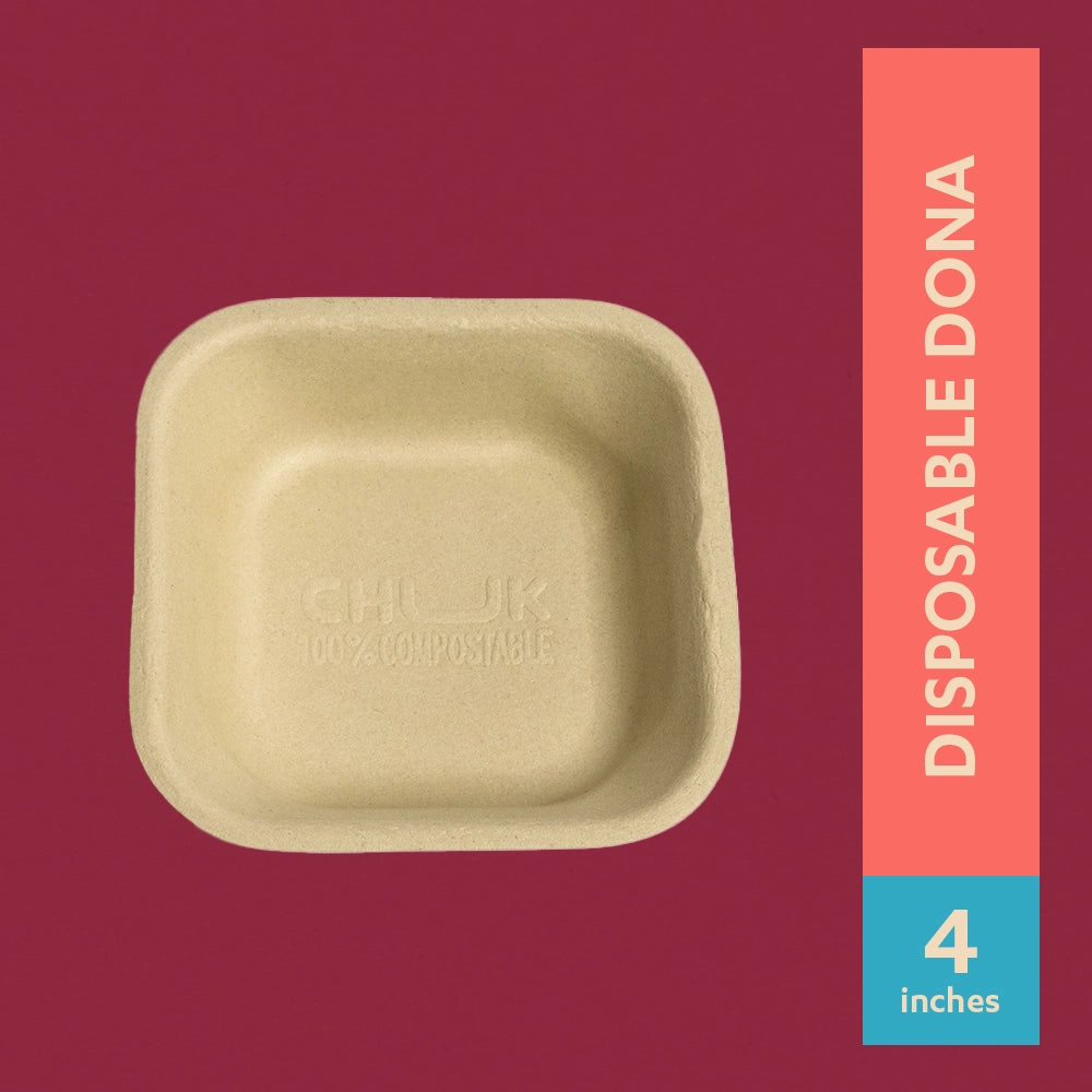 CHUK 4" (10 cm) Sugarcane Bagasse Disposable Dona - Pack of 3