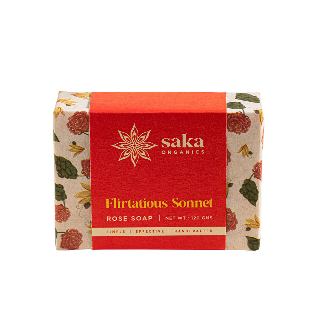 Saka Organics - Flirtatious Sonnet | Handmade Rose Soap with Coconut Oil & Shea Butter | Natural Spa Bar for Normal Skin - 120gm