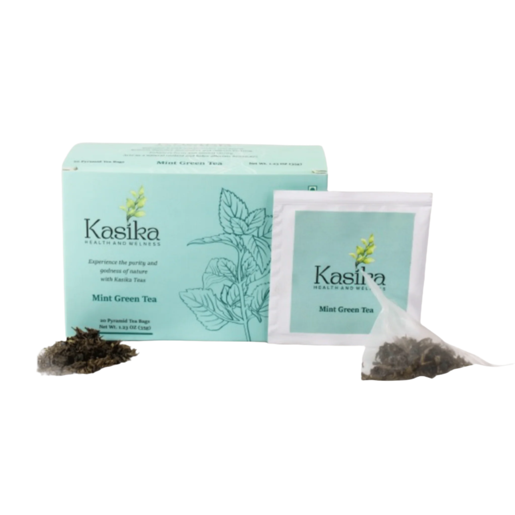 Kasika Mint Green Tea Leaves in Pyramid Tea Bags