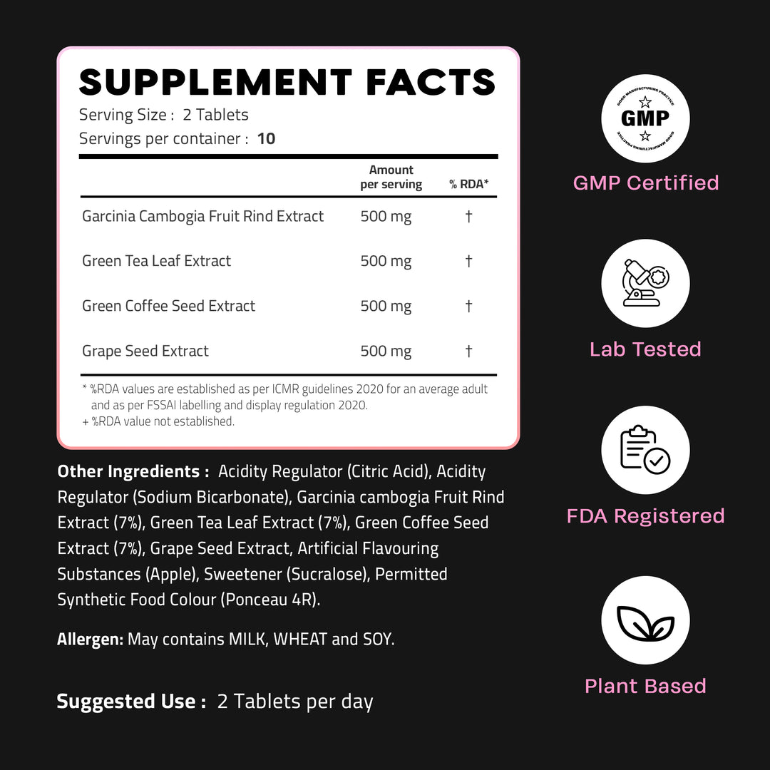 Auric Get Slim Effervescent | Power of Green Coffee, Green Tea, Grape Seed & Garcinia Cambogia | For Men & Women