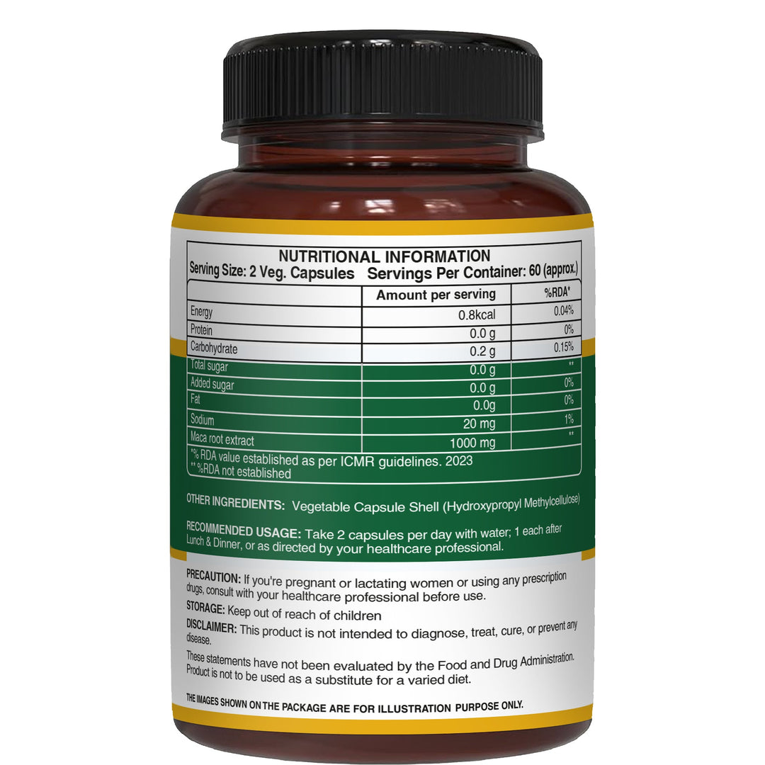 Maca Root Extract 1000mg | Peruvian Maca Root Supplement for Energy, Vitality & Daily Wellness Support