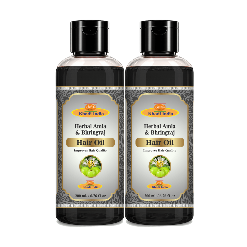 Khadi Care Herbal Amla & Bhringraj Hair Oil -  pack of 2 210 ml Each