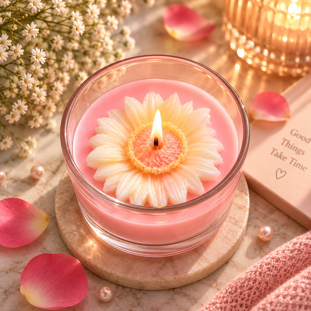 Marguerite Rosée – Blush Daisy Floral Candle