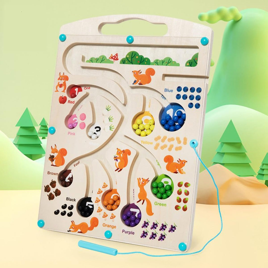 Wudly Wooden Magnetic Colour & Number Sorting Maze Board