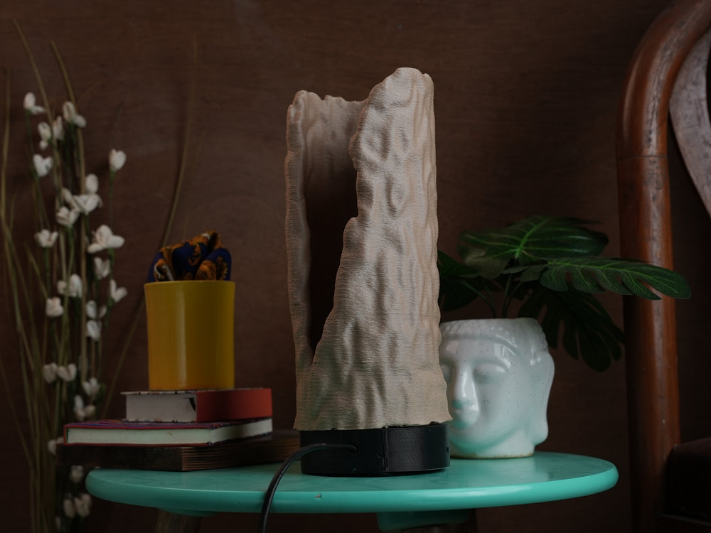 Fissured Timber Table Lamp | Designer LED Table Light