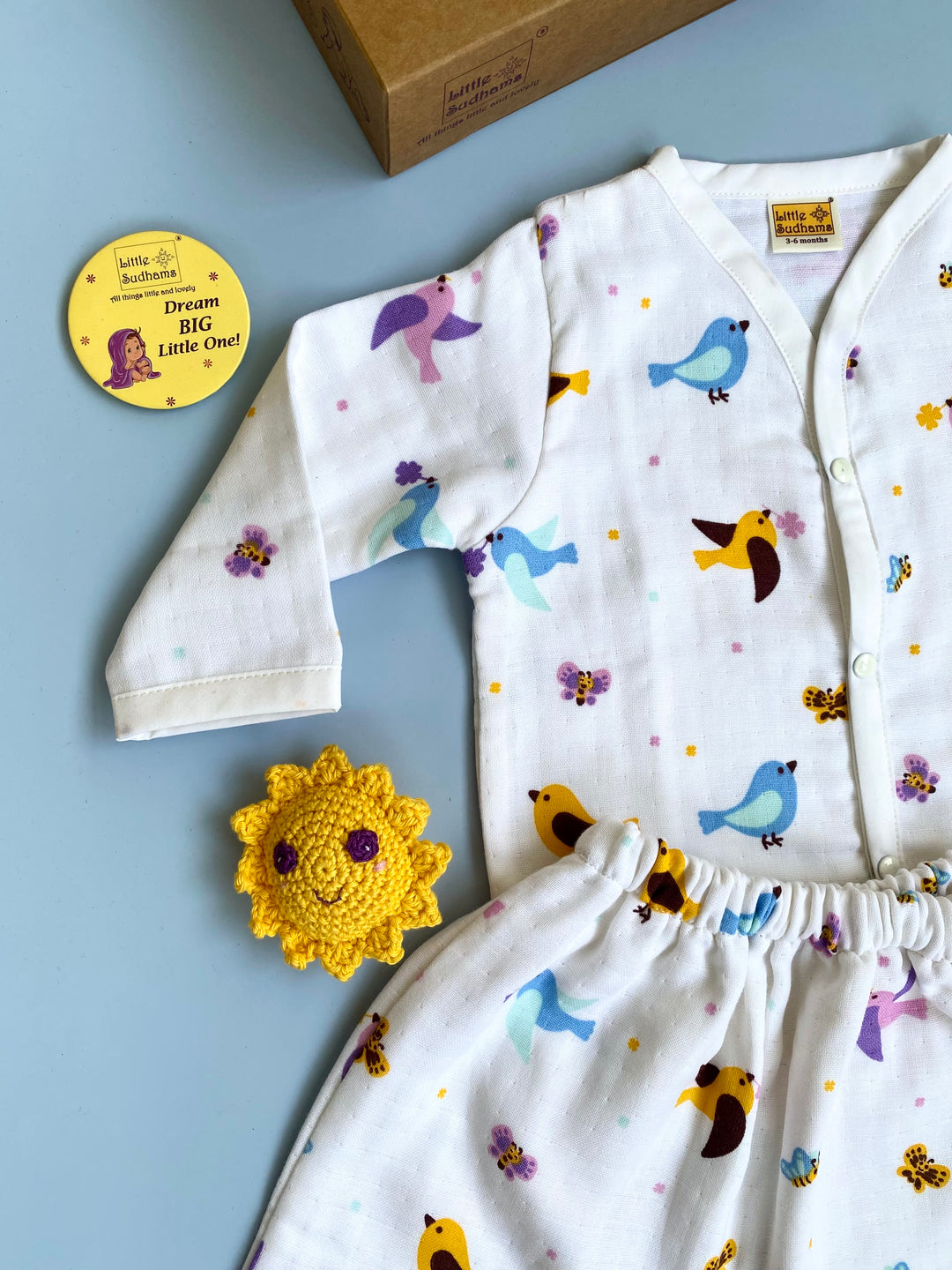 Little Sudhams Organic Cotton Muslin Baby Full-Sleeve Set