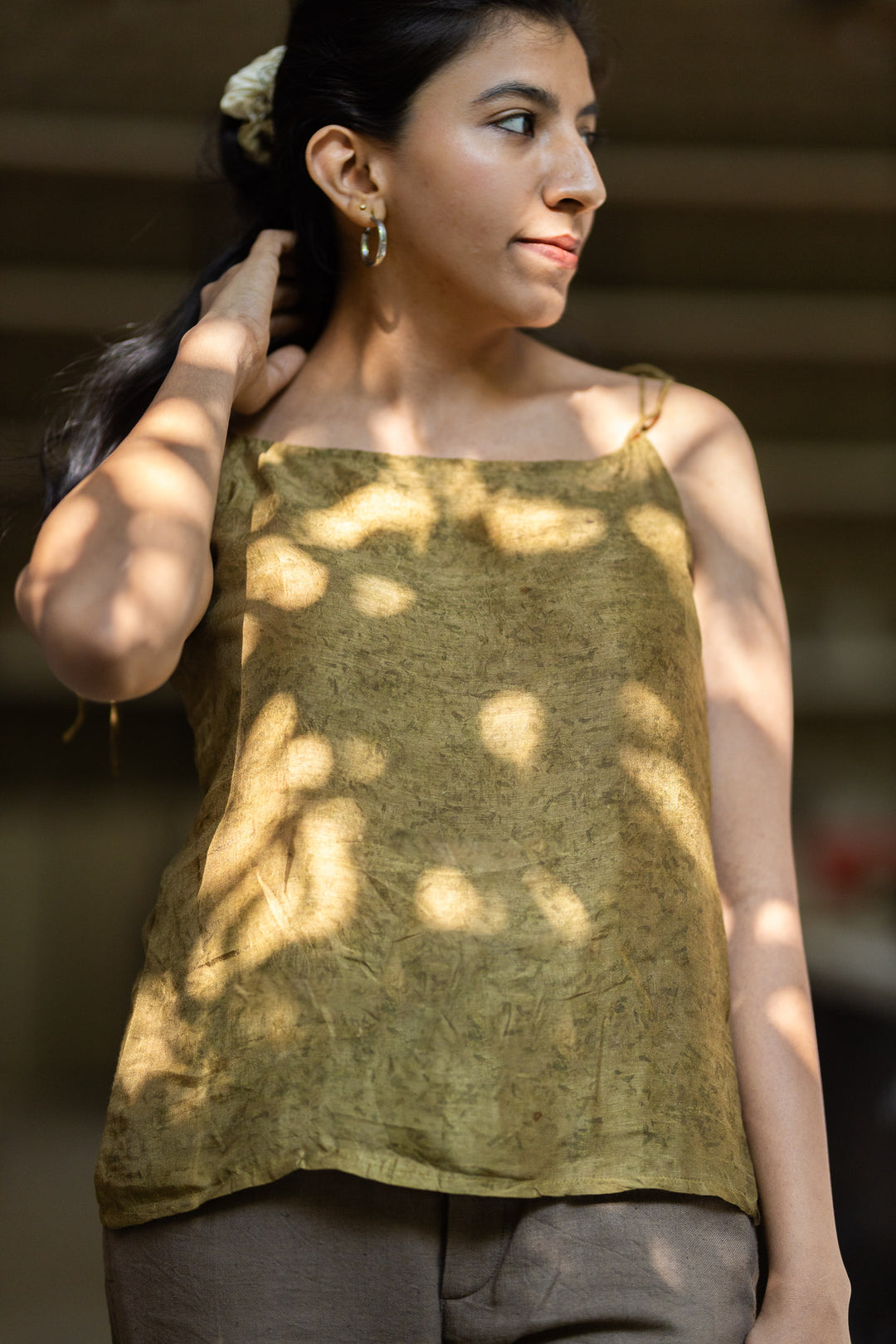 Studio Itiha Suatainable Modal Silk Olive String Top