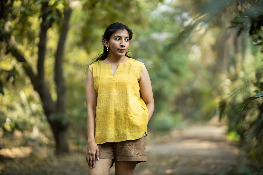 Studio Itiha Kala Cotton Canary Short Kurta For Women