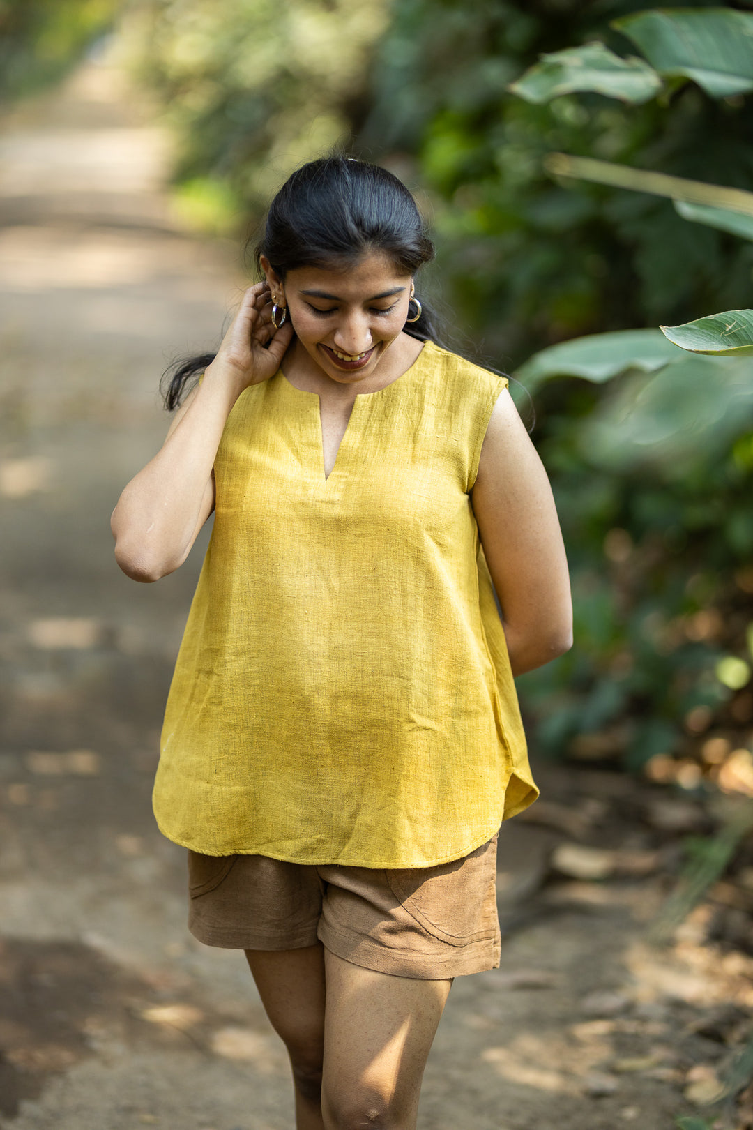 Studio Itiha Kala Cotton Canary Short Kurta For Women
