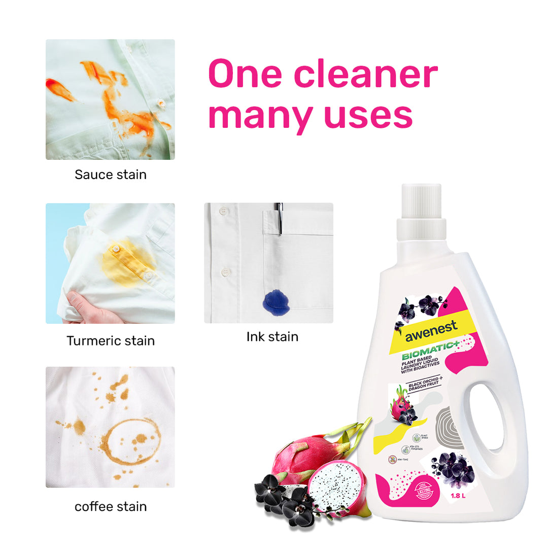 Awenest 1.8 L Natural Laundry Liquid | Top and Front Load | Removes Tough Stains | Long Lasting Fragrance | Fresh, Soft Clothes (Pack of 2)