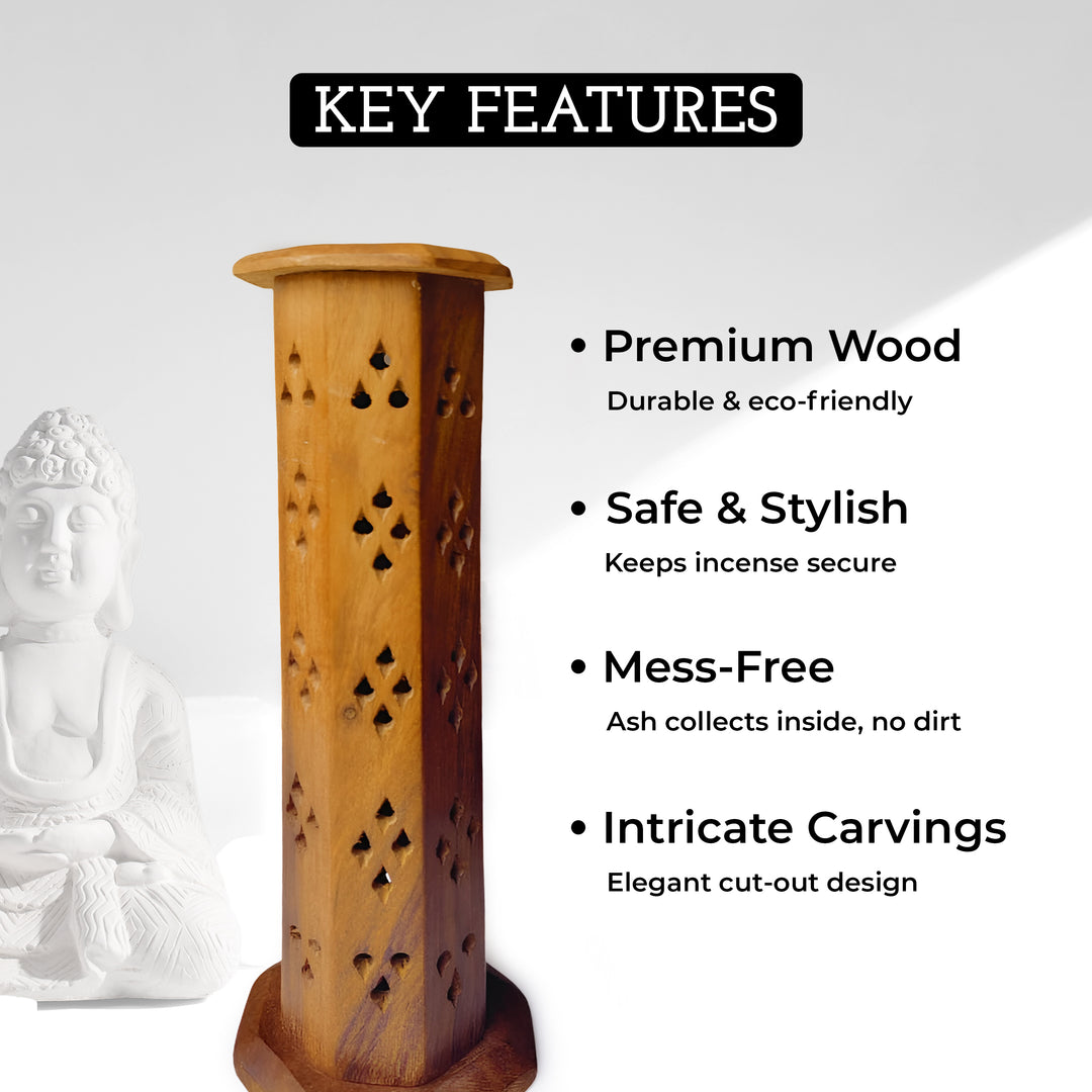 KHEONI Incense Holder Agarbatti Stand Wooden Tower
