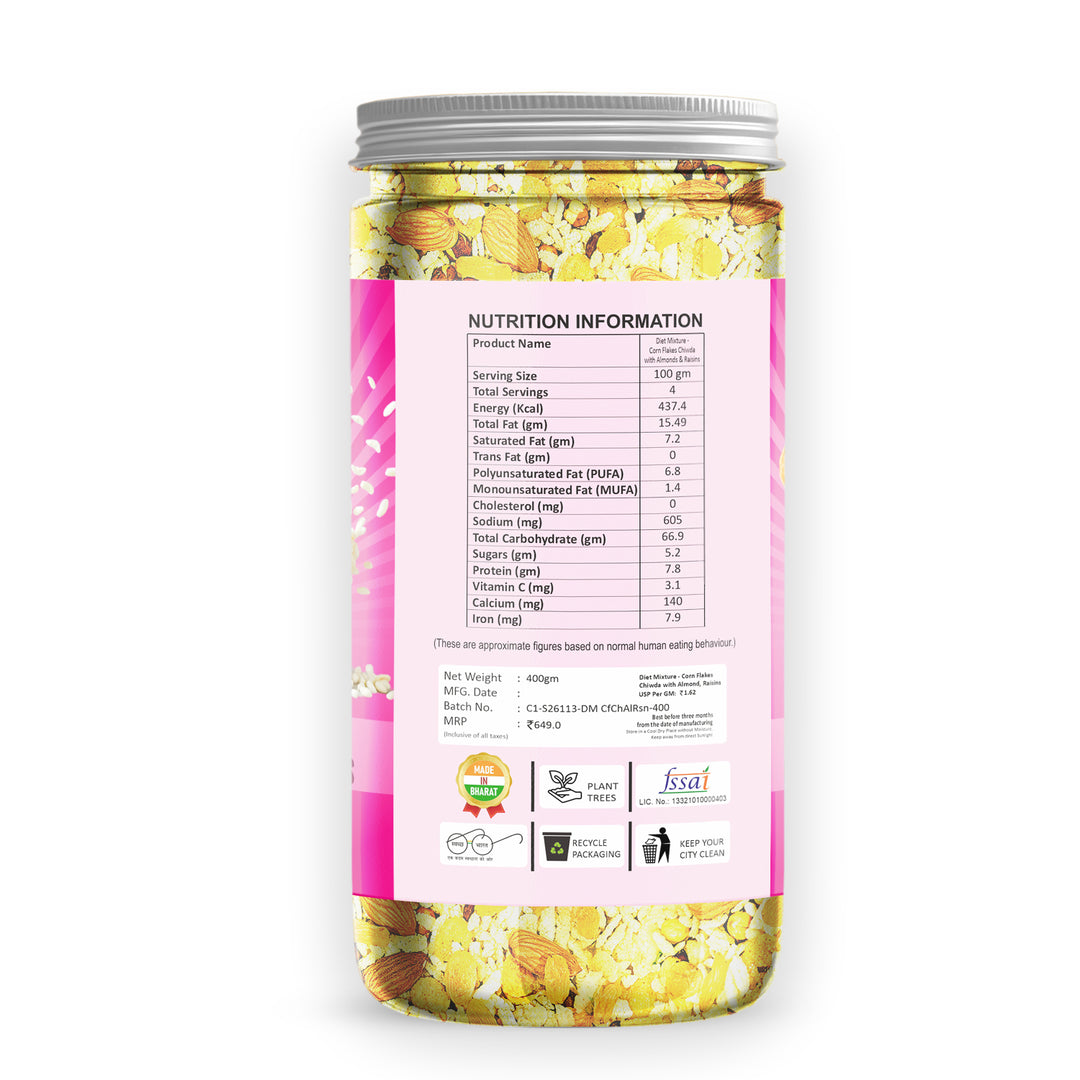 Snaxup Diet Mixture Corn Flakes Chiwda With Almond, Raisins 400 g
