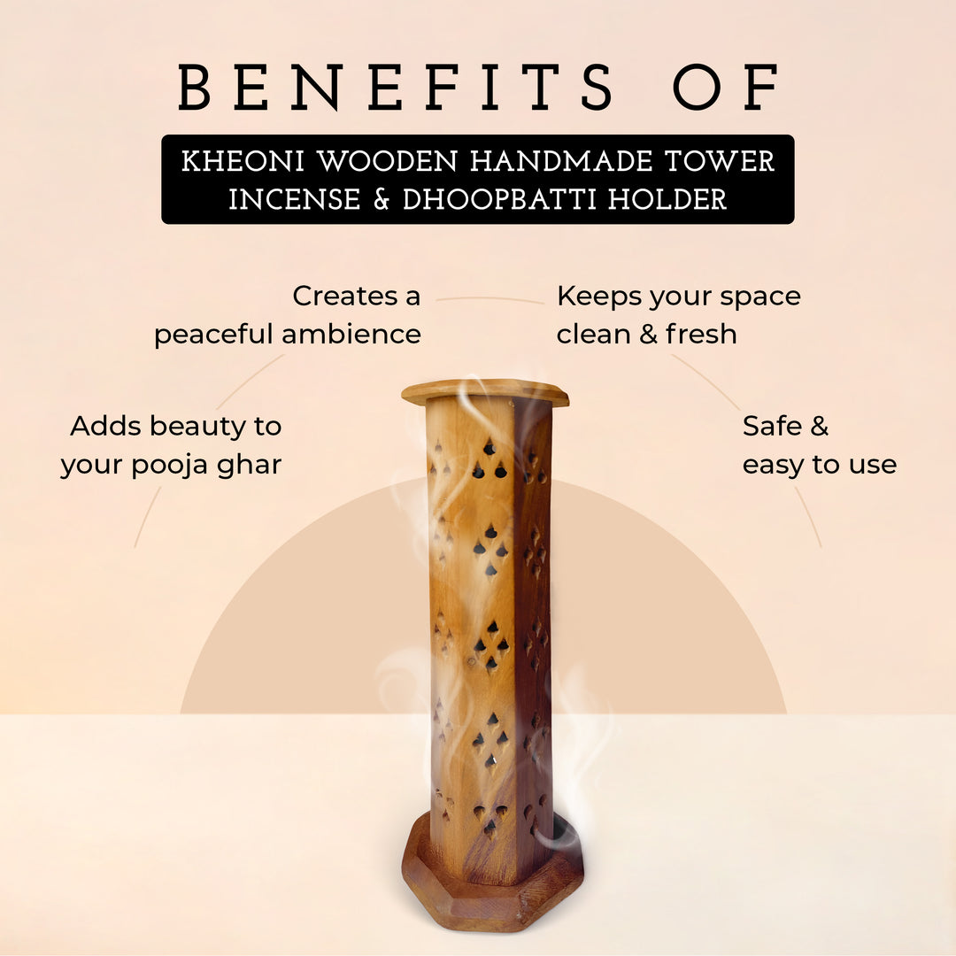 KHEONI Incense Holder Agarbatti Stand Wooden Tower