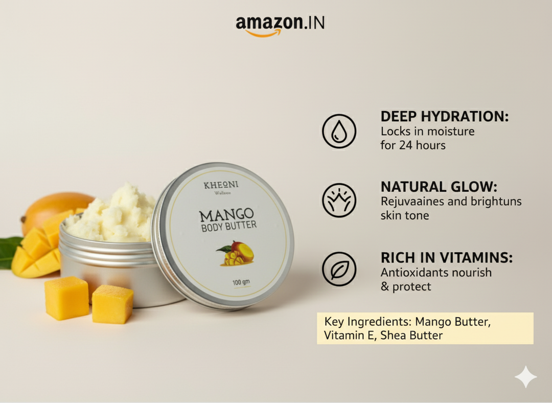 Kheoni Natural Mango Body Butter Moisturizer Lotion For Dry Skin